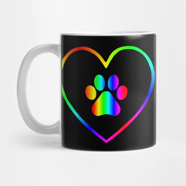 Rainbow Paw Heart by Art by Deborah Camp